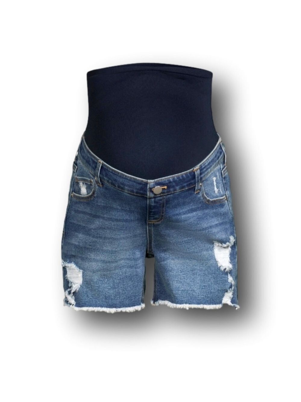 Pull on maternity jean shorts with stretch